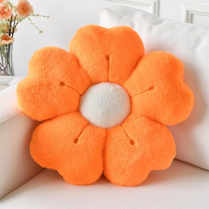 Ddliury Pink Flower Pillow – 15" Soft Plush Daisy Cushion, Cute Flower-Shaped Decorative Throw Pillow for Bed, Couch, Dorm &amp; Floor Seating