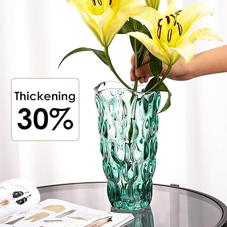 CEMABT Thickened Glass Vase 24 cm – Heavy Duty Centerpiece Vase for Flowers & Décor