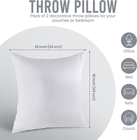 Utopia Bedding Throw Pillow Inserts – 14x14 Inch (Pack of 2, White)