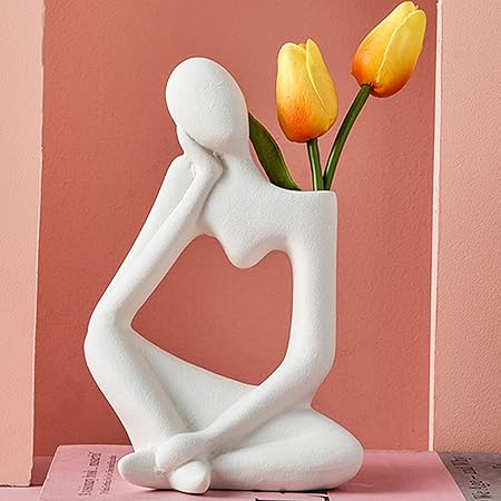 Arawat Ceramic Thinker Vase – Yellow Modern Boho Decorative Vase