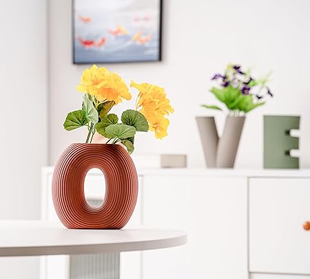 VASETOPIA Creative Ceramic Vase Set of 4 – LOVE Letters Design (Green/Brown/Burgundy/Khaki)