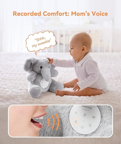 Dreamegg Baby Sleep Soother – White Noise Machine with Recording, 21 Soothing Sounds, Washable &amp; Skin-Friendly Plush, Child Lock, USB-C Rechargeable Sleep Sound Machine for Babies &amp; Travel