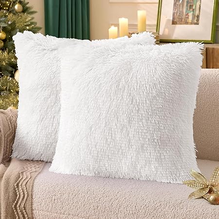 ANRODUO Faux Fur Throw Pillow Cover – Mongolian Style Decorative Cushion Case