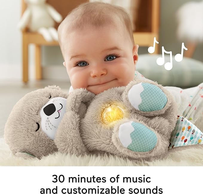 Fisher-Price Soothe ’N Snuggle Otter – Plush Baby Soother with Music, Lights & Breathing Motion