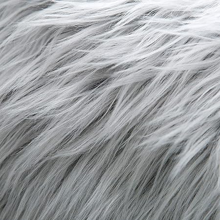 WLNUI Decorative Light Gray Fluffy Pillow Covers – Set of 2 Luxury Merino-Style Faux Fur Cushion Covers, Soft Velvet Back, 16x16 Inch Modern Throw Pillowcases for Sofa, Bed &amp; Living Room