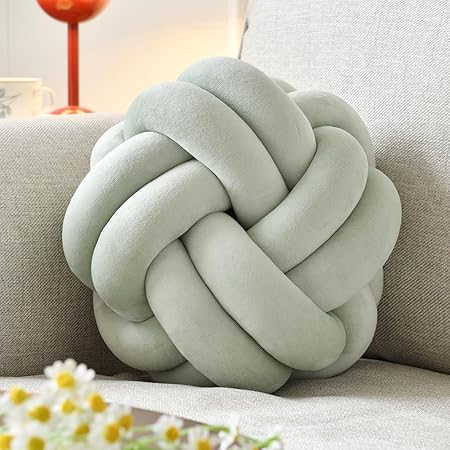 VBGYA Knot Pillow Ball 11" – Soft Light Blue Plush Decorative Cushion | Modern Round Throw Pillow for Sofa, Bed, or Couch | Aesthetic Home &amp; Bedroom Decor