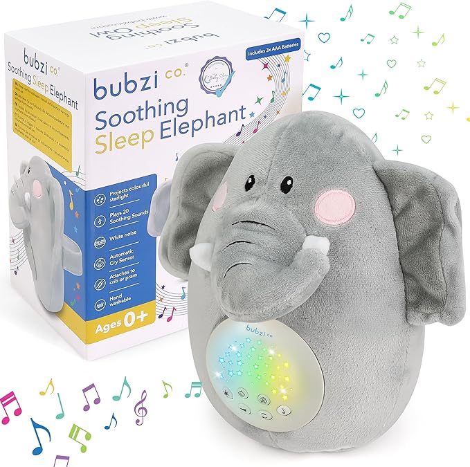 Bubzi Co Portable Owl Soother & Night Light Projector – Baby Sound Machine with White Noise &amp; Lullabies