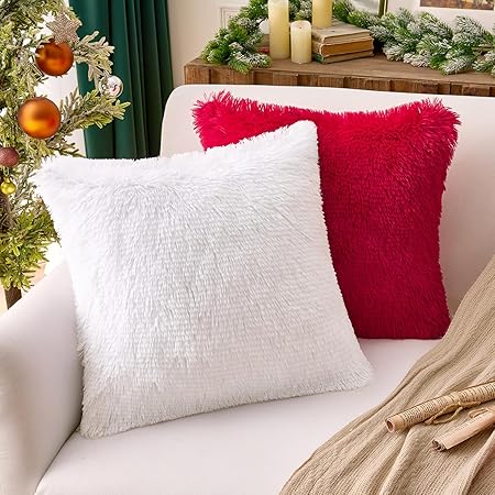 ANRODUO Faux Fur Throw Pillow Cover – Mongolian Style Decorative Cushion Case