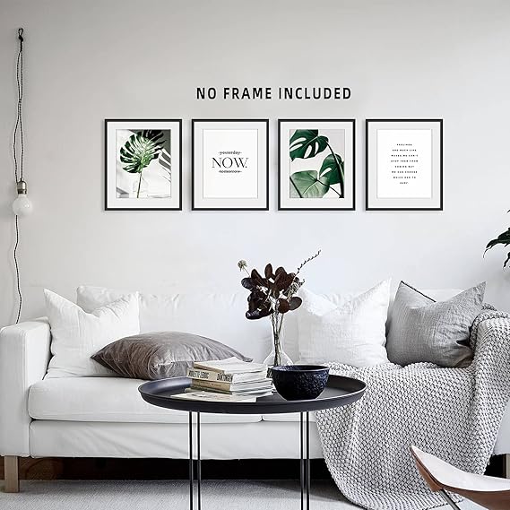 Botanical Prints Wall Art Set of 4 – 8x10 Inch Unframed Canvas Prints, Motivational Plant Posters Aesthetic for Bedroom, Living Room, or Office Decor