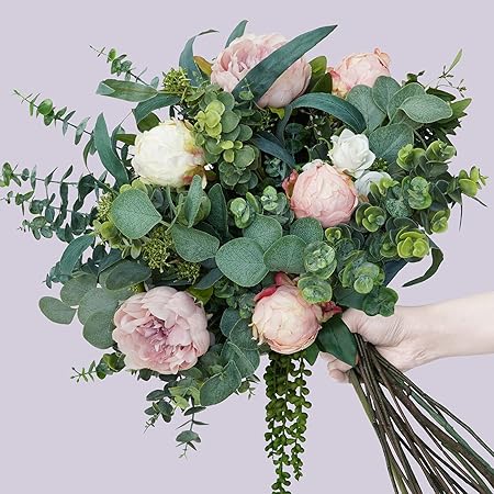 Bulk Artificial Silver Dollar Eucalyptus Leaves & Stems – Rustic Farmhouse Greenery Decoration (10 Pcs Set)