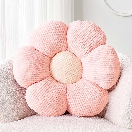 Kcvvcr Flower Throw Pillow 19.6" – Soft White Daisy Floor Pillow for Bed, Sofa &amp; Couch | Cute Aesthetic Plush Cushion for Home Decor, Living Room &amp; Bedroom