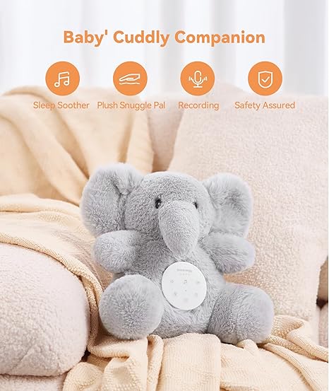 Dreamegg Baby Sleep Soother – White Noise Machine with Recording, 21 Soothing Sounds, Washable &amp; Skin-Friendly Plush, Child Lock, USB-C Rechargeable Sleep Sound Machine for Babies &amp; Travel