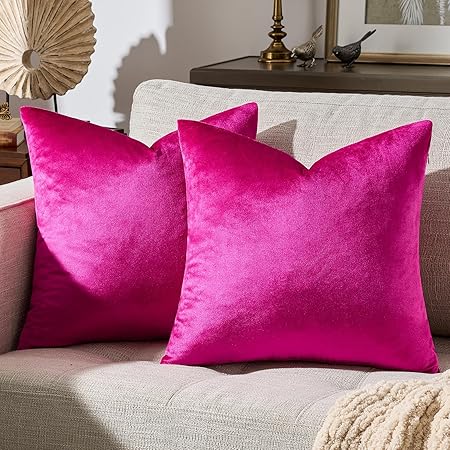 Gold Velvet Decorative Throw Pillow Covers – 18x18” Set of 2, Soft Cushion Covers for Couch, Sofa &amp; Bed