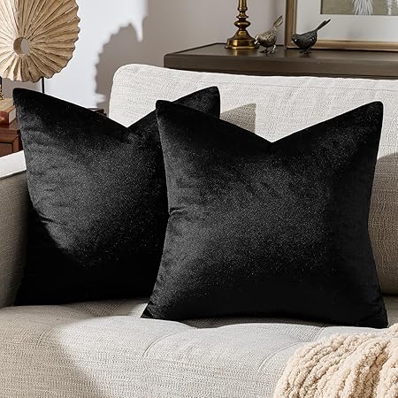 Gold Velvet Decorative Throw Pillow Covers – 18x18” Set of 2, Soft Cushion Covers for Couch, Sofa &amp; Bed