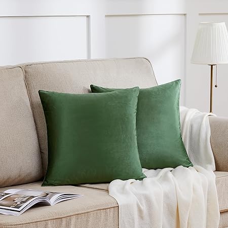 Gold Velvet Decorative Throw Pillow Covers – 18x18” Set of 2, Soft Cushion Covers for Couch, Sofa &amp; Bed