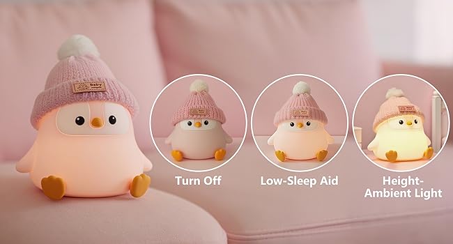 FAMIDUO Silicone Night Light – Cute USB-Rechargeable Dimmable Lamp for Kids Bedroom, Nursery &; Travel